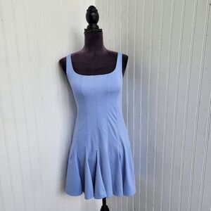 Blue Women's Sleeveless Tennis Mini Dress Built In Bra Padded Nylon Sz S